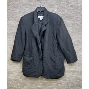 Vintage Paul et Duffier Linen Blend Blazer Jacket Womens Size M Black One Button